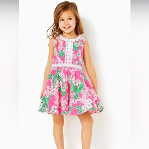 Lilly Pulitzer Girls Idala Dress Roxie Pink Worth - Size 4T